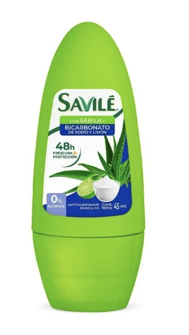 Antitranspirante Savilé en roll on sábila y bicarbonato de sodio y limón