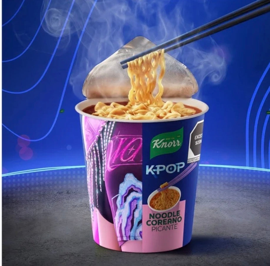 Fideos instantáneos Knorr Noodles coreano picante K-POP con curry y cebollín