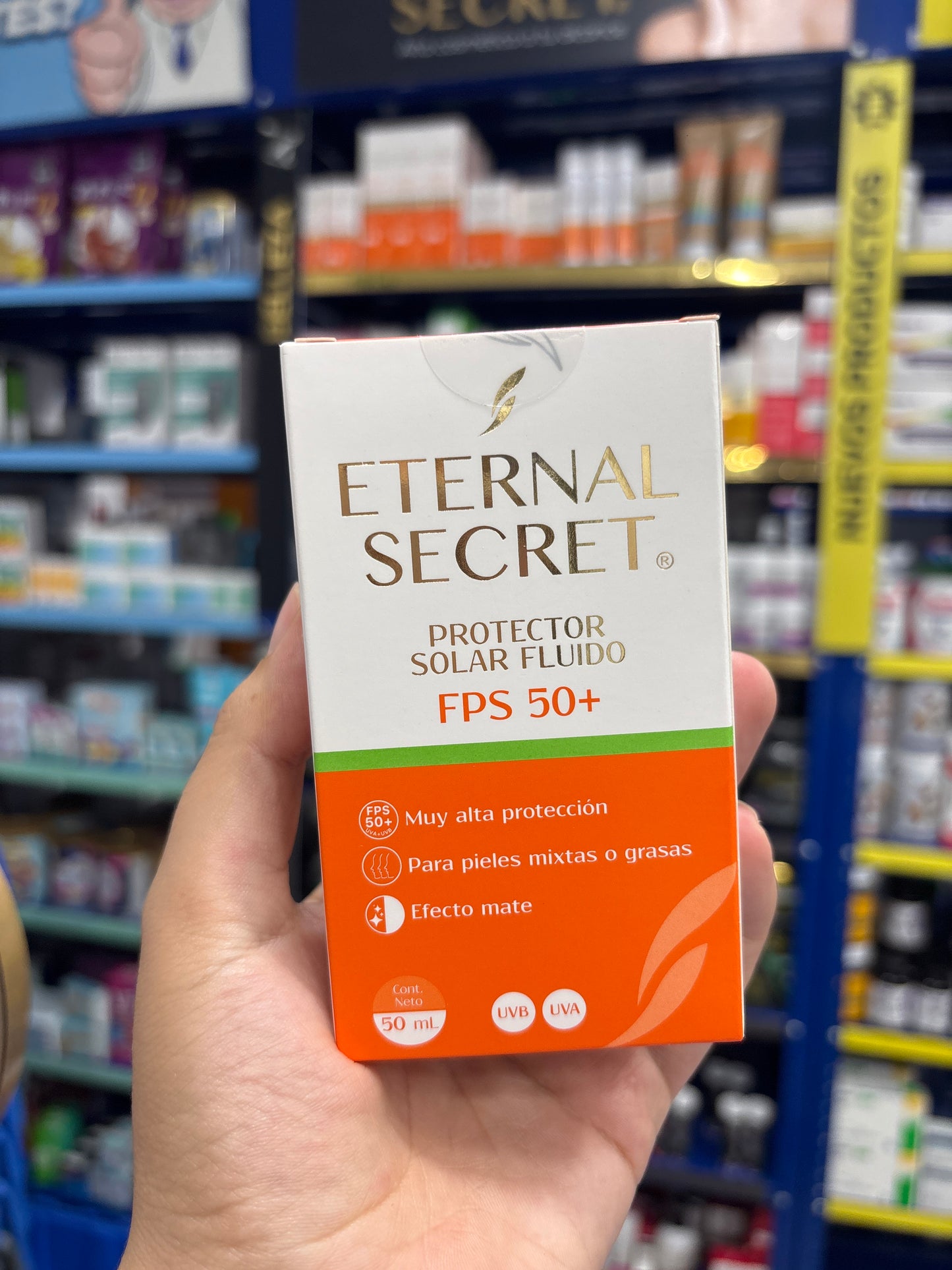 ETERNAL SECRET PROTECCION SOLAR FPS 50+ SUNBLOCK SPF50+ 50gr~ combination or oil