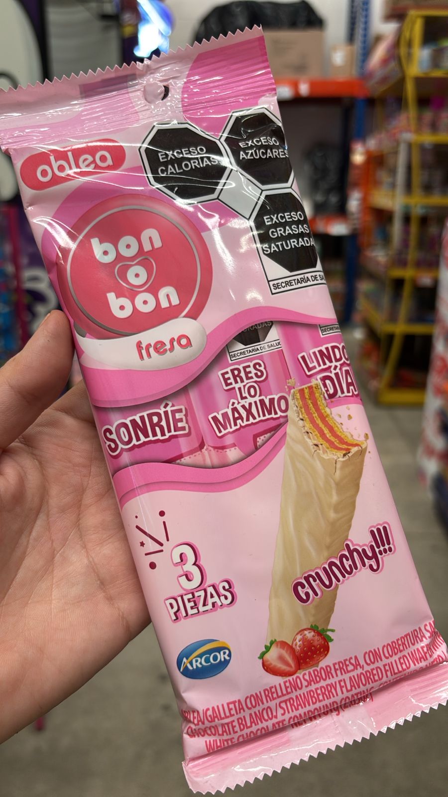 Oblea Wafer Bon O Bon Fresa 3pz