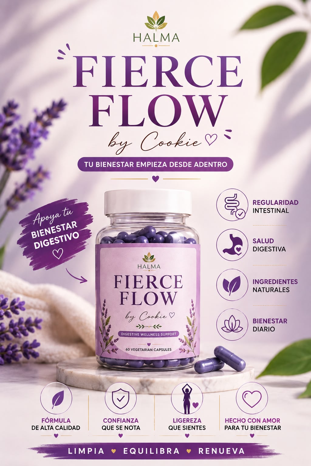 Halma X Cookie Fierce Flow Detox Pills
