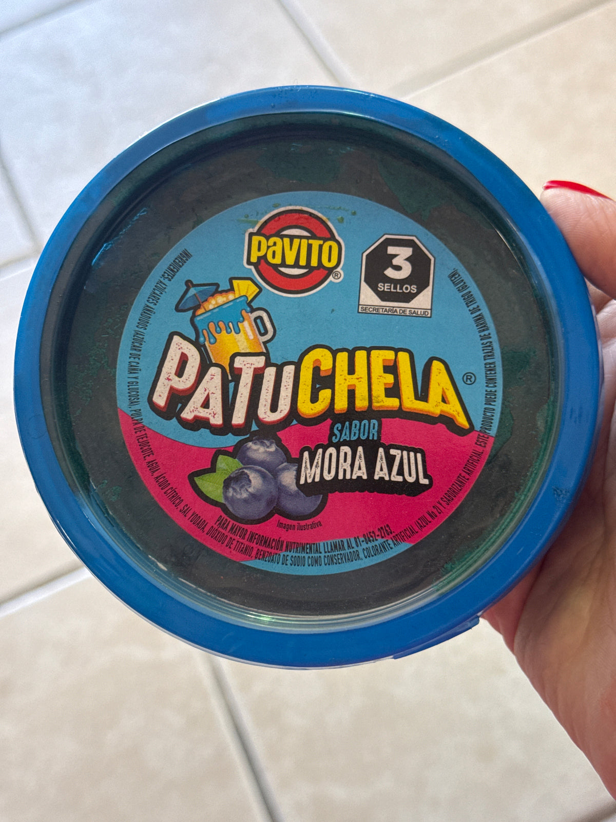 Pavito PatuChela Escarchador Sabor Mora Azul