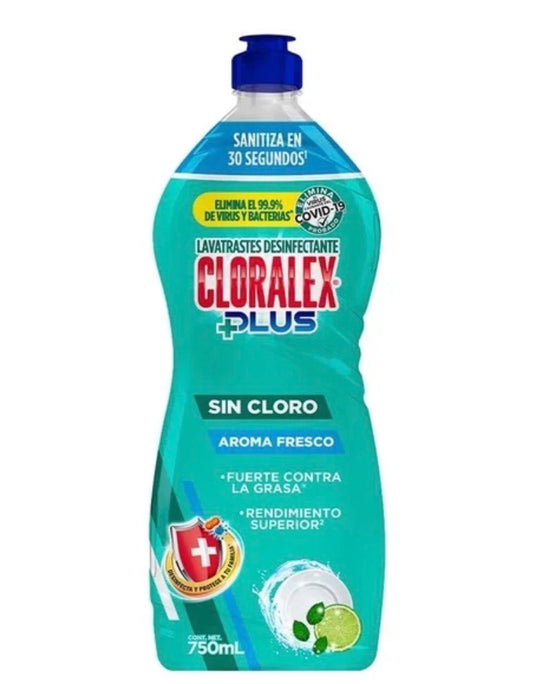 Lavatrastes líquido Cloralex desinfectante aroma limón y menta
