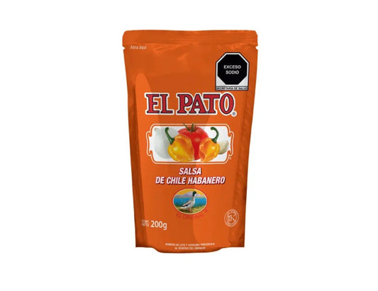 Salsa de chile habanero en sobre El Pato