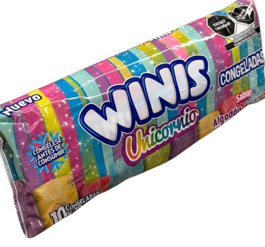 Winis Congeladas Unicornio Sabor Algodón De Azucar 10pz