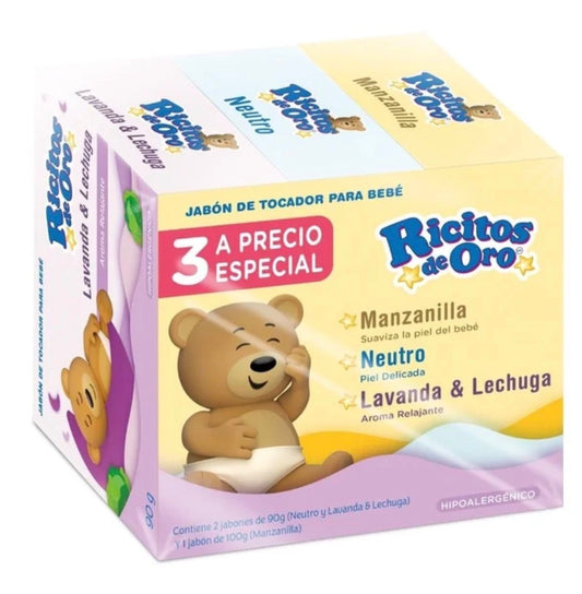 Jabón de tocador Ricitos de Oro 3 pzas