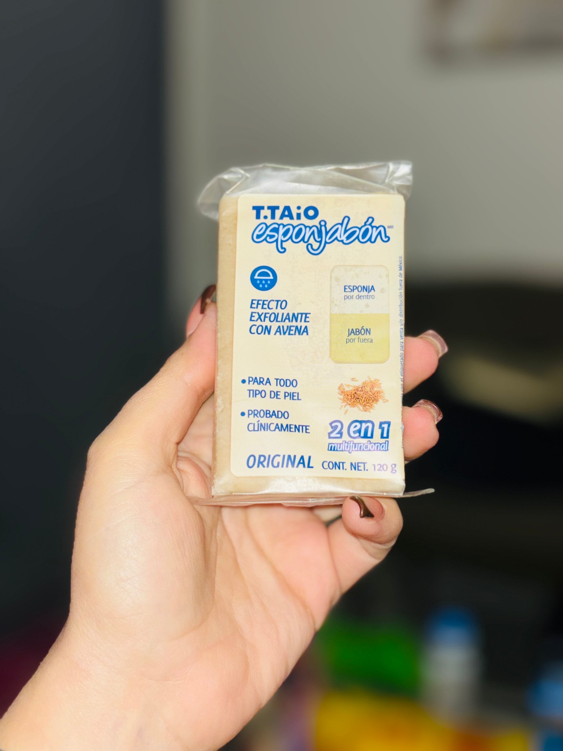 T.Taio EsponJabón 2-in-1 Seifenschwamm Mit Hafer – 4 Stück | Peeling & Reinigung Für Empfindliche Haut