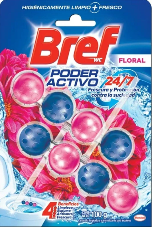 Canastilla limpiadora Bref WC Poder Activo Floral 100gr