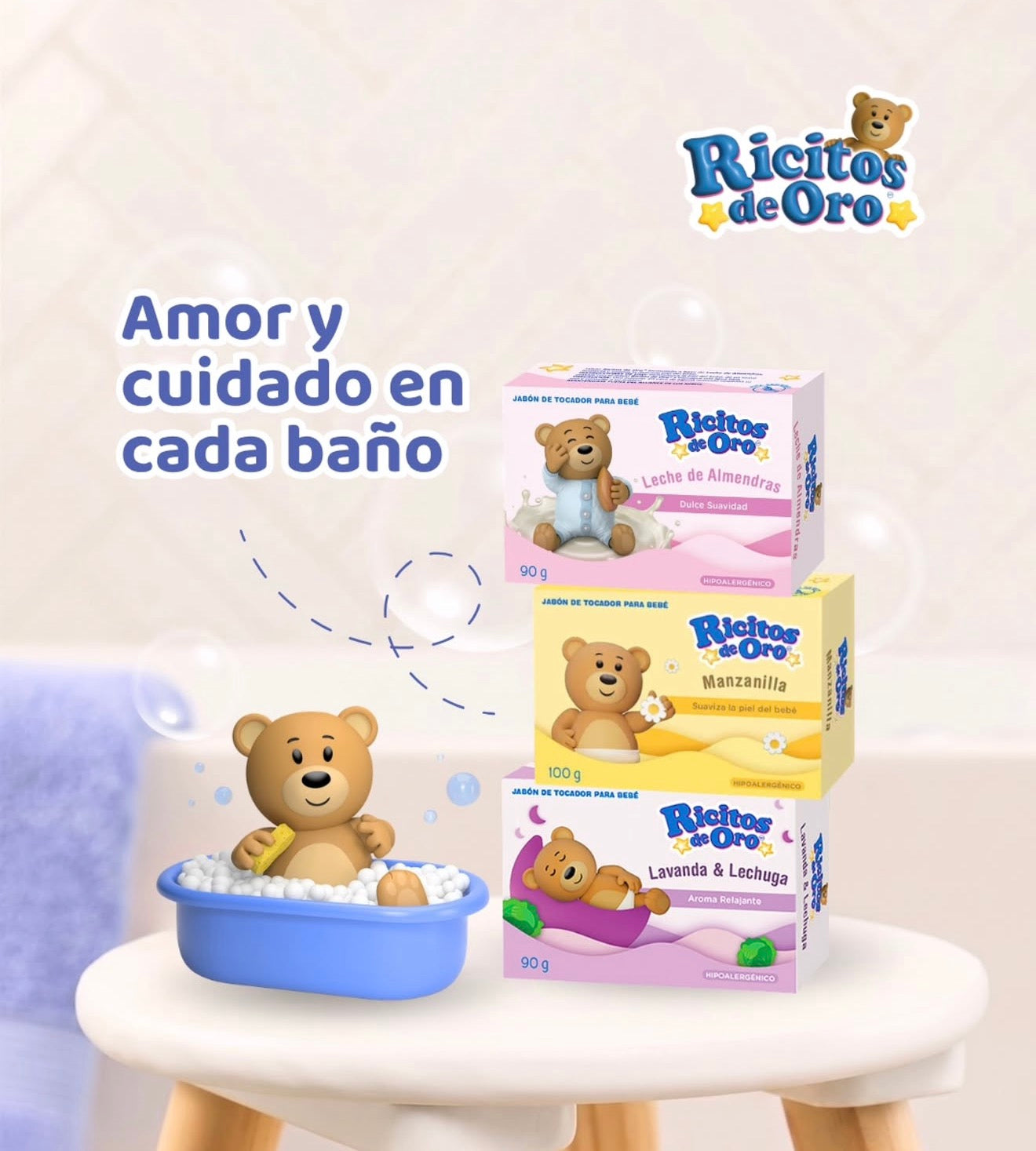 Jabón de tocador Ricitos de Oro 3 pzas