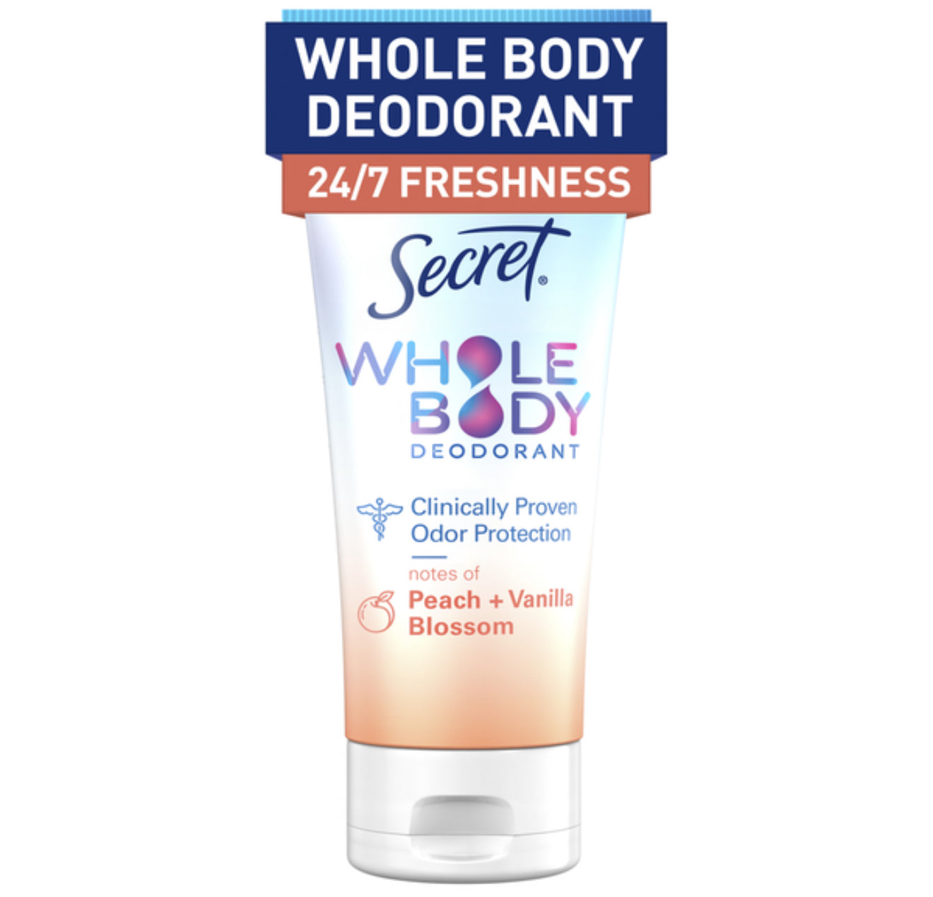 Secret Whole Body Aluminum Free Deodorant Clear Cream Peach & Vanilla
