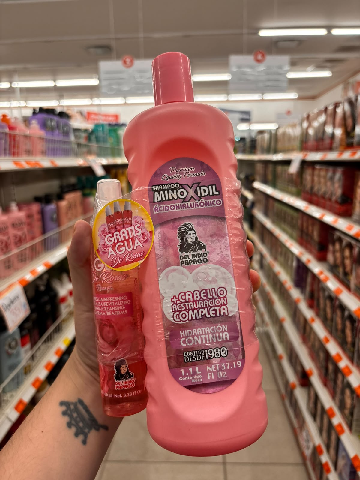 Kit Shampoo con Monicidil y ácido Hialuronico con Spray Agua de rosas