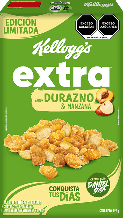 Kelloggs extra durazno & mazana