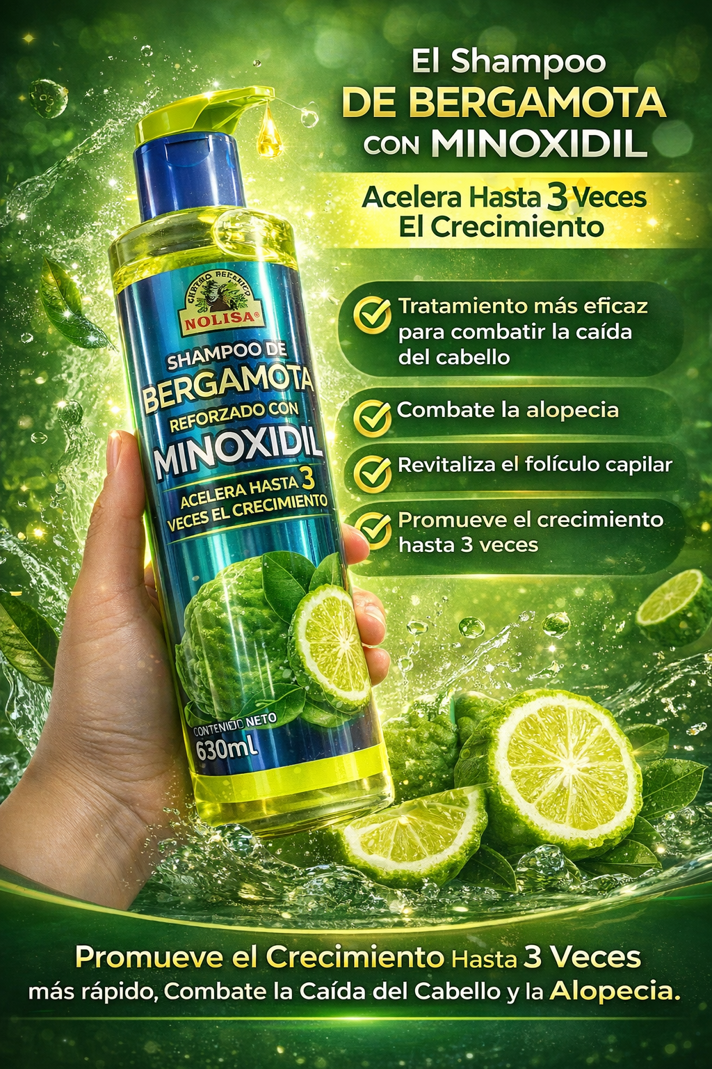 Shampoo de Bergamota & Minoxidil