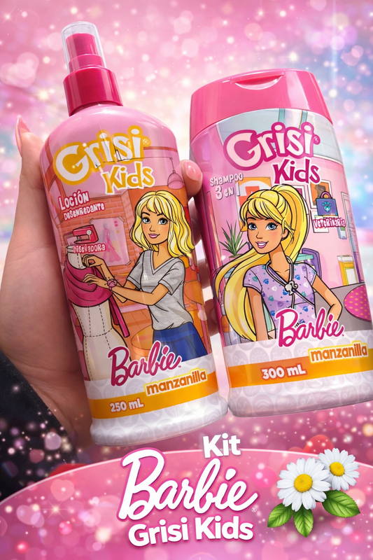 Kit Barbie shampoo & desenredante de manzanilla