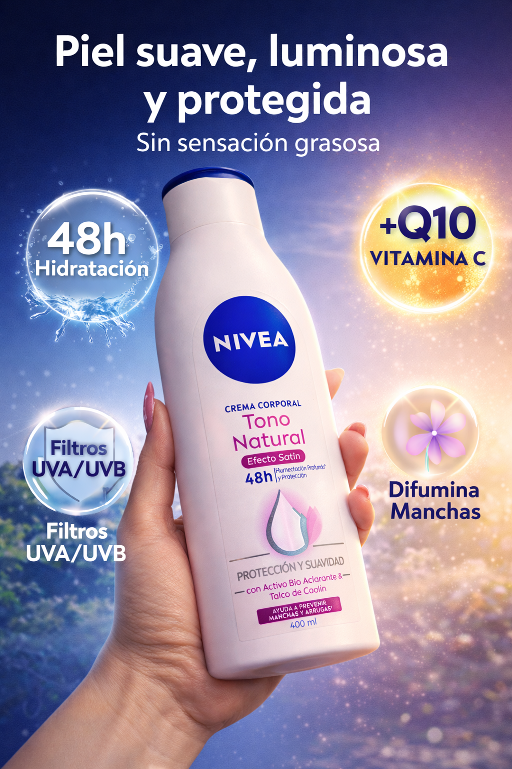 Crema Corporal Tono Natural efecto Satin “Nivea”