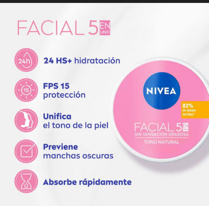 Crema facial Nivea 5 en 1 tono natural
