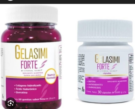 Gelasimi Forte gomitas (60 gomitas) Colágeno hidrolizado Acido hialuronico y Queratina